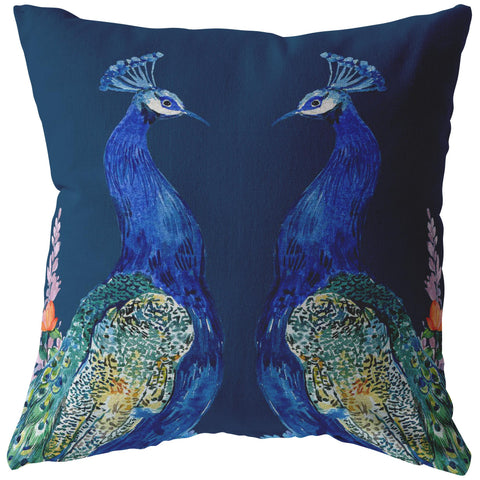 Decorative Throw Pillow _ two Peacocks - Azra's Voyage