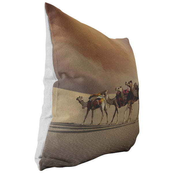 Decorative Throw Pillow _ Thar Desert Camels, Rajasthan - Azra's Voyage