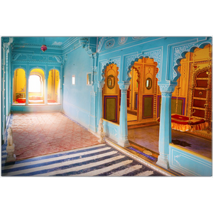 Metal Print_ City Palace Udaipur Blue Room India - Azra's Voyage