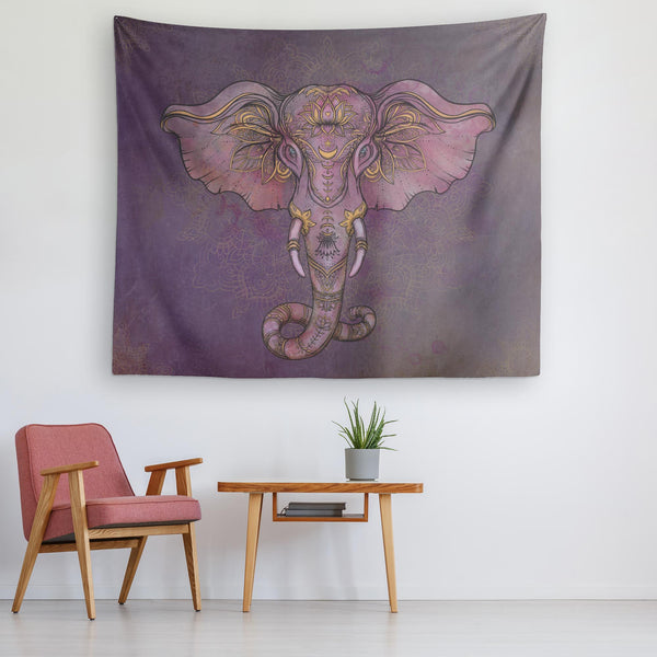Tapestry_ Elephant Dark Purple - Azra's Voyage