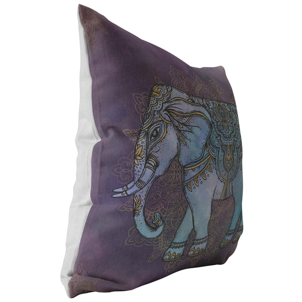 Decorative Throw Pillow _ Elephant teal and purple - Azra's Voyage