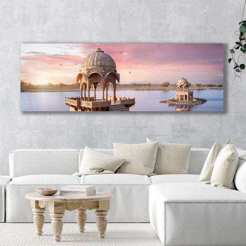 Panoramic Canvas Wraps Gadisar Lake India Wall Art - Azra's Voyage