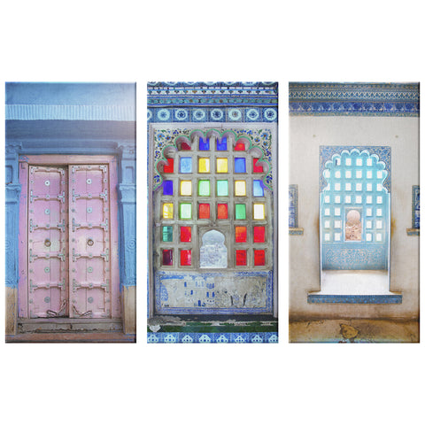 3 piece wall art _ Blue Colors of India - Azra's Voyage