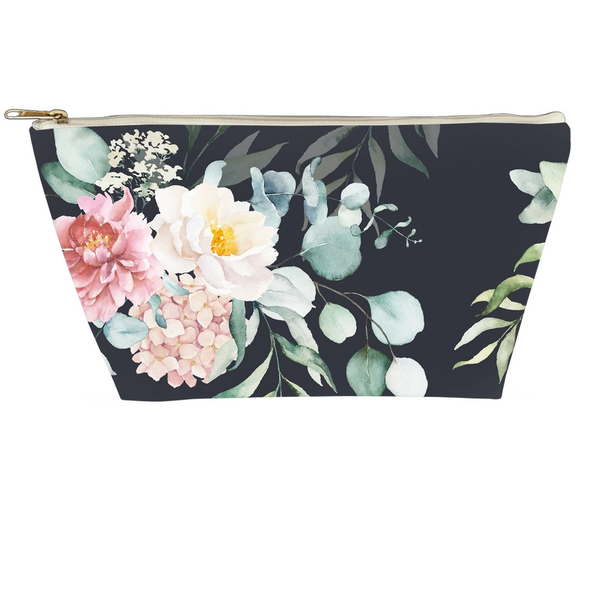 Accessory Pouches _ Flowers Gray Background - Azra's Voyage