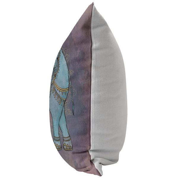 Decorative Throw Pillow _ Elephant teal and purple - Azra's Voyage