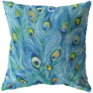 Decorative Throw Pillow _ Peacock Feathers - Azra's Voyage