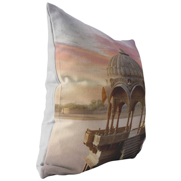 Decorative Throw Pillow _ Gadisar Lake - Azra's Voyage