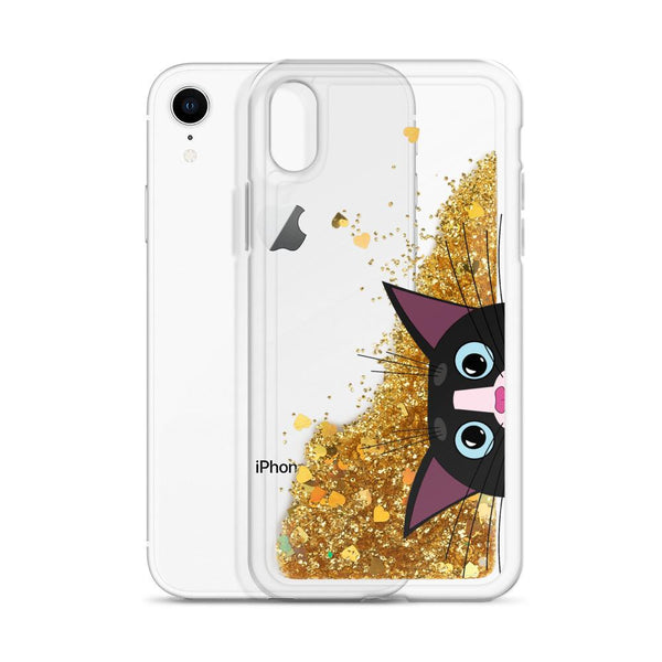 Liquid Glitter Phone Case_ Peekaboo Cat - Azra's Voyage