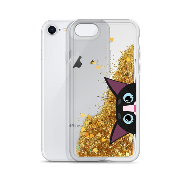 Liquid Glitter Phone Case_ Peekaboo Cat - Azra's Voyage