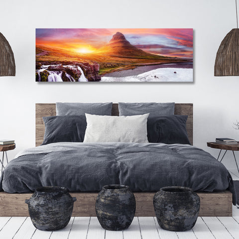 Canvas Wraps - Mountain waterfall wall art Iceland Kirkjufell - Azra's Voyage