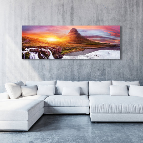 Canvas Wraps - Mountain waterfall wall art Iceland Kirkjufell - Azra's Voyage