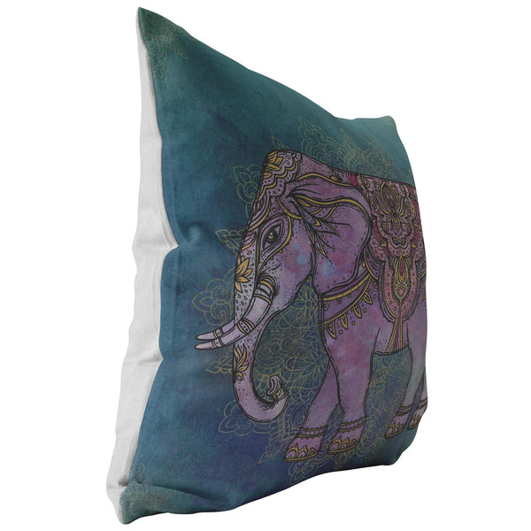Decorative Throw Pillow _ Elephant Teal and Purple - Azra's Voyage