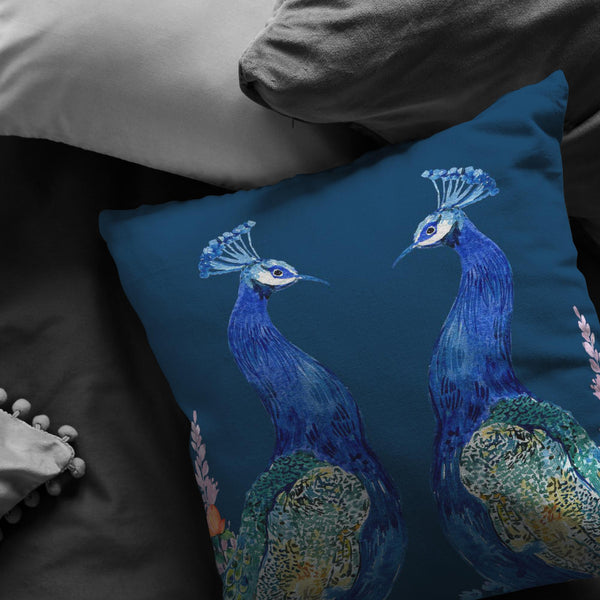 Decorative Throw Pillow _ two Peacocks - Azra's Voyage
