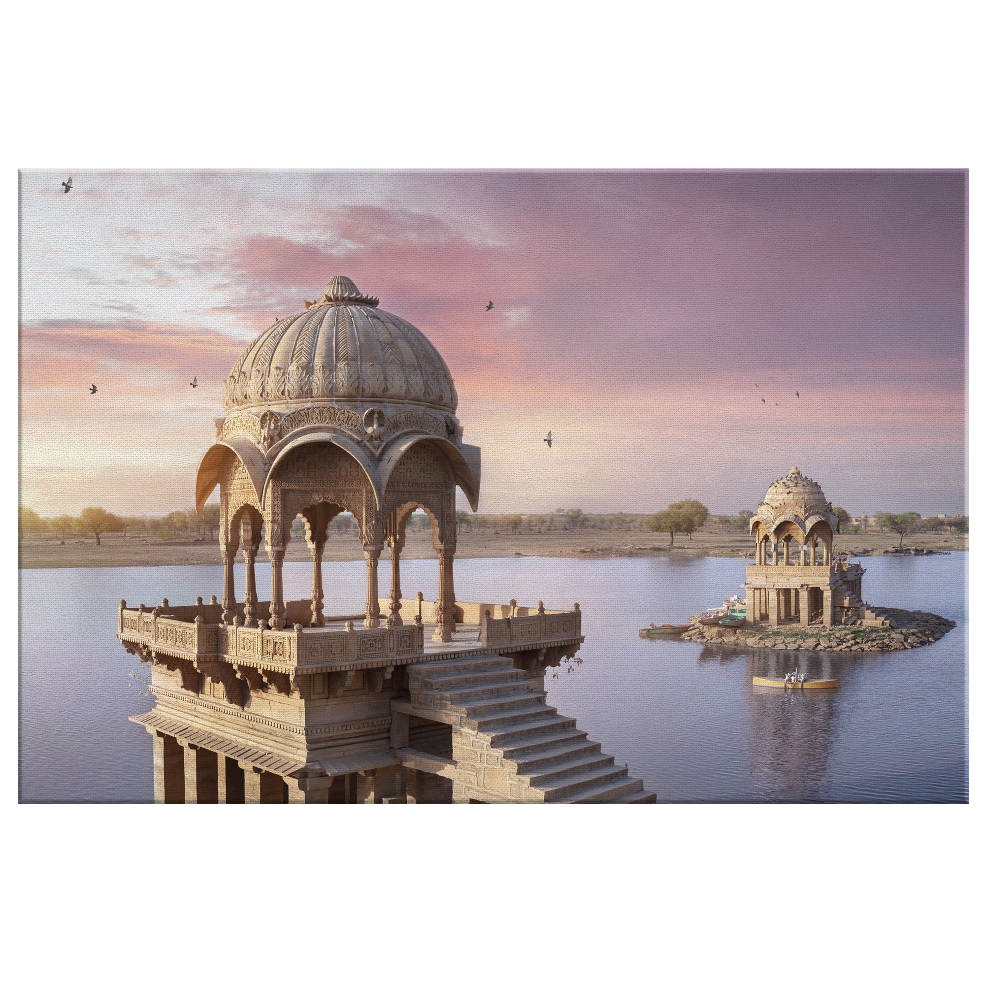 Canvas Art Print _ Gadisar Lake ( PRINTED IN AND SHIPPED TO INDIA ) - Azra's Voyage